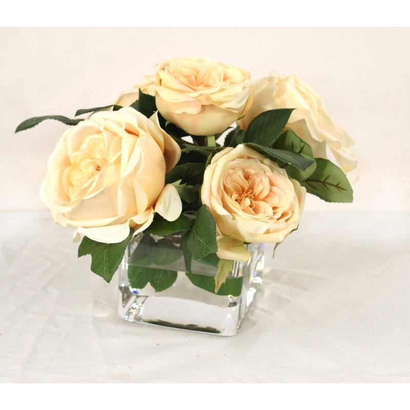 Distinctive Designs Waterlook Silk Roses in Glass Vase Wayfair